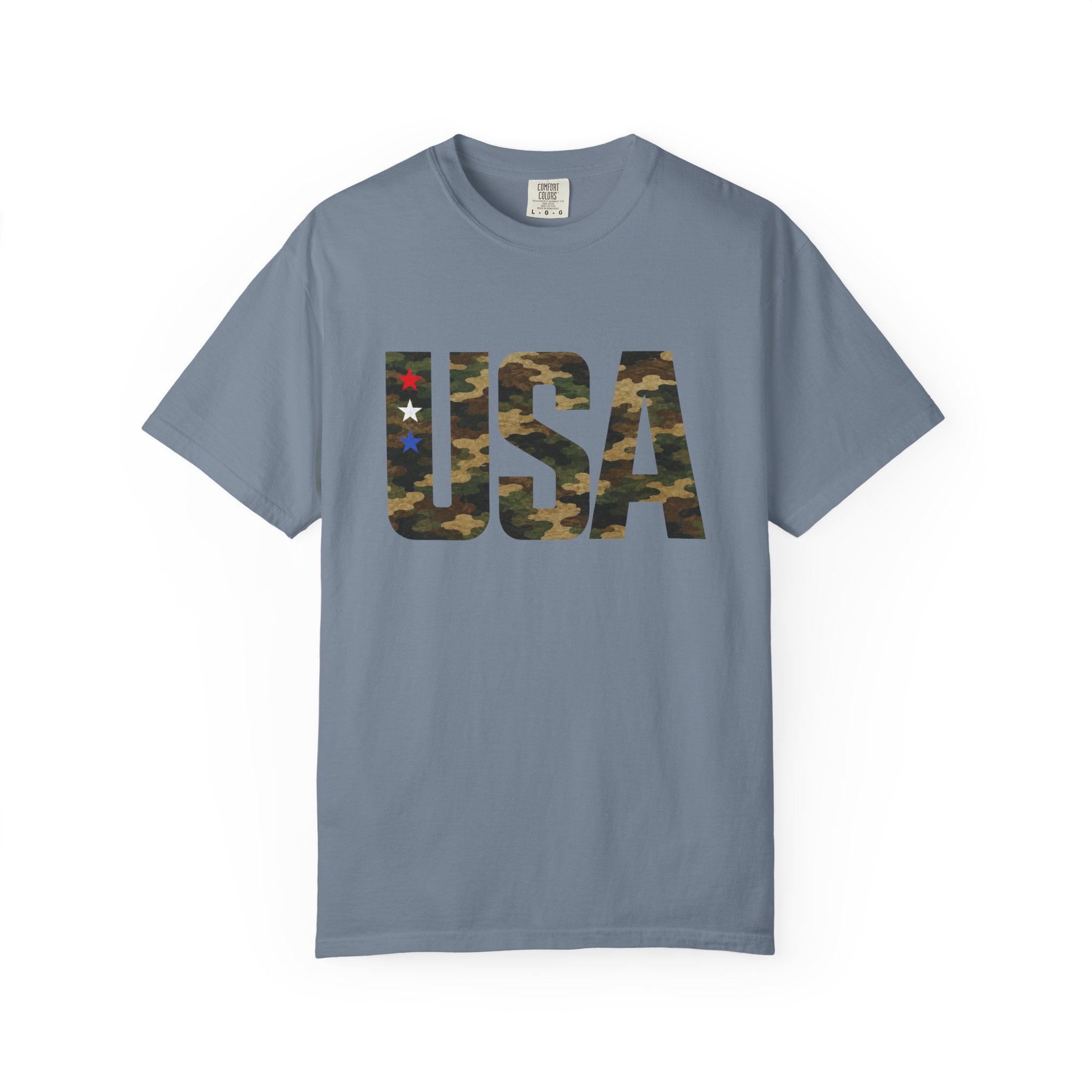 USA Camo Graphic T‑Shirt — Patriotic Military Style Tee