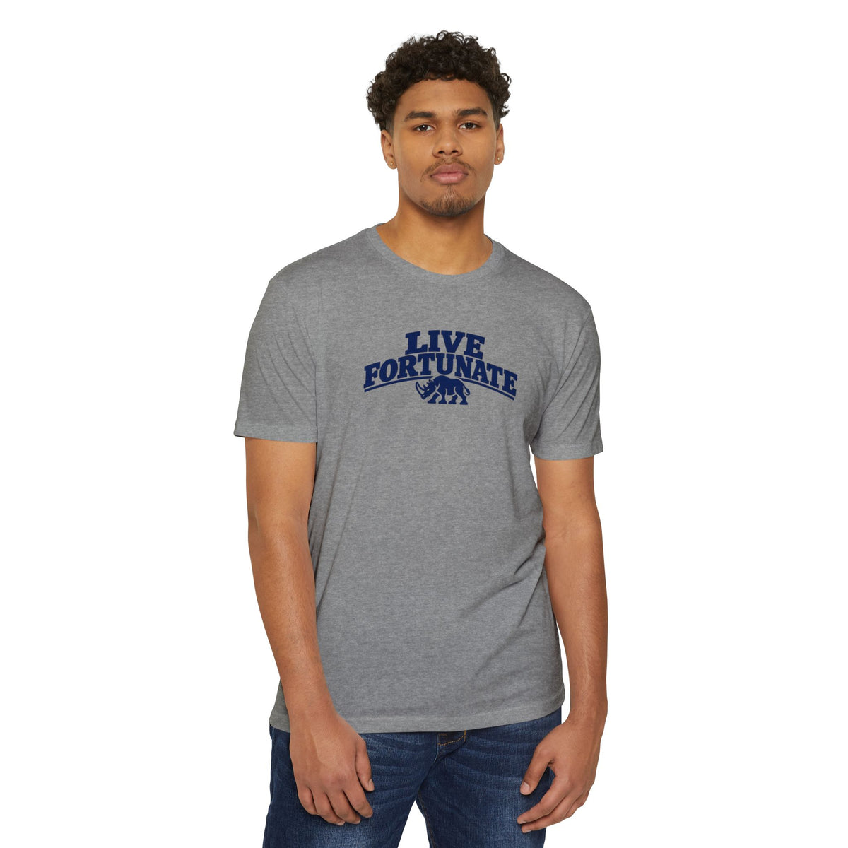 Live Fortunate Rhino Collegiate Tee | Premium Everyday T-Shirt