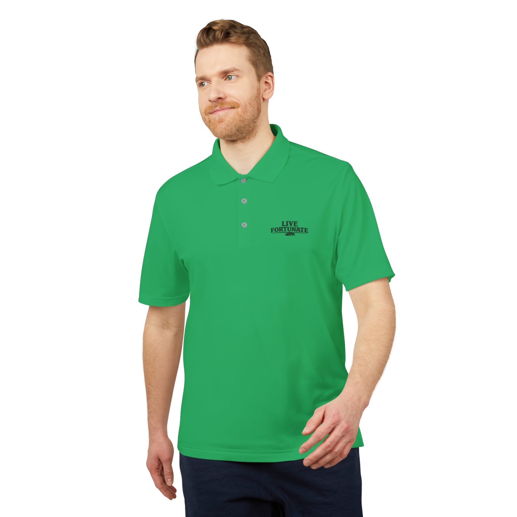 Live Fortunate Men’s Adidas Performance Polo – Embroidered Rhino Logo