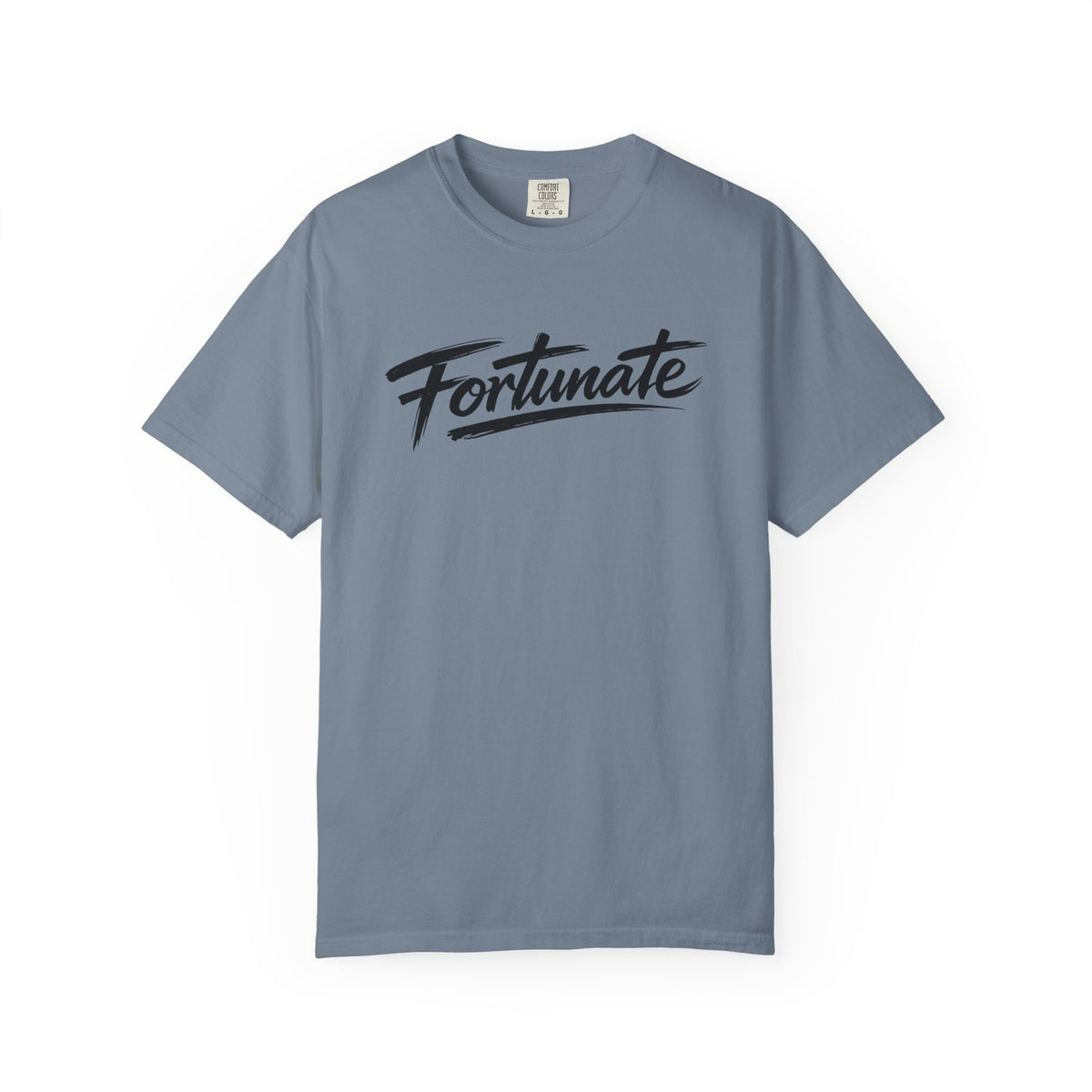 Fortunate Script T-Shirt — Casual Graphic Tee with 'Fortunate' Handwritten Logo