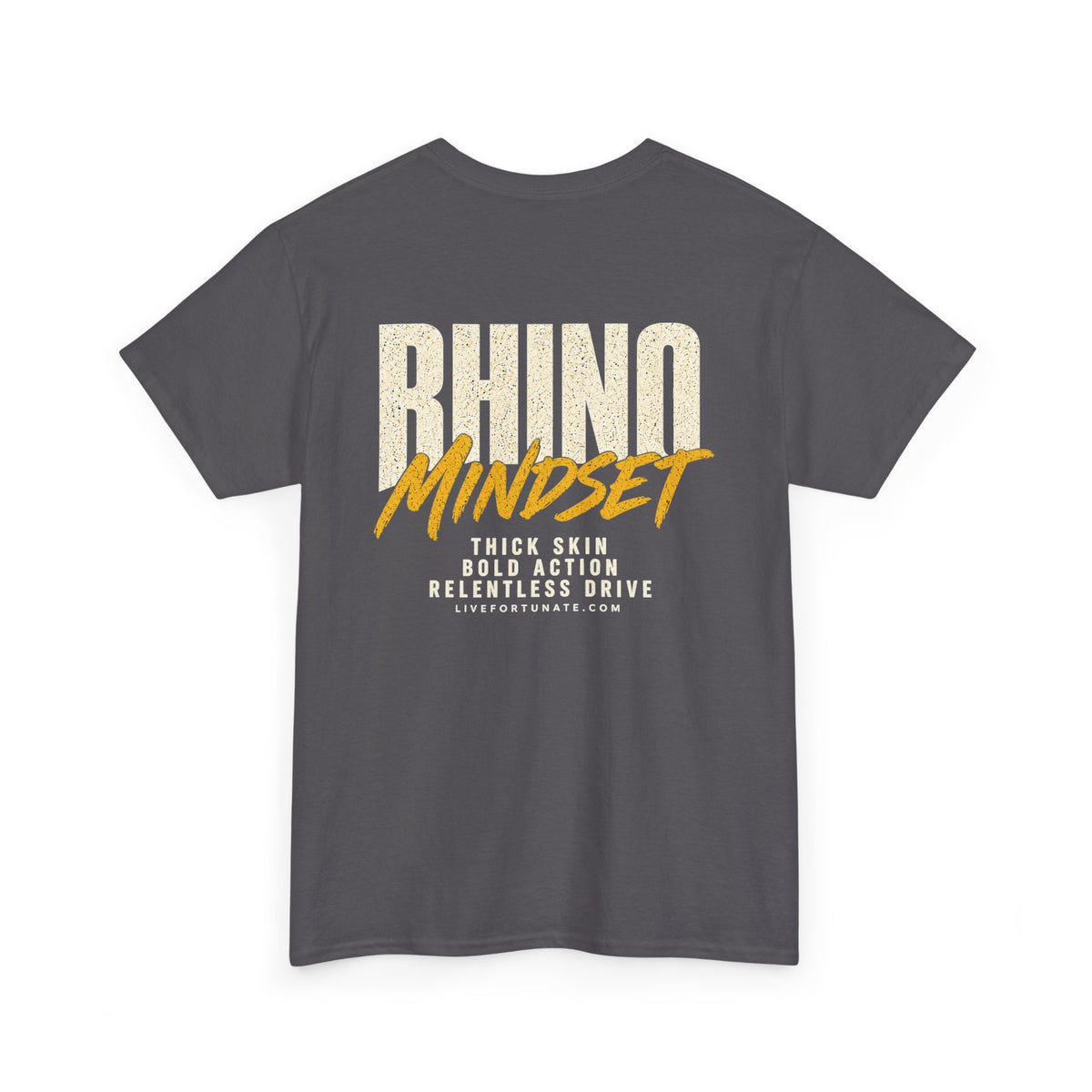 Rhino Mindset Men’s Front & Back Graphic T-Shirt | Live Fortunate