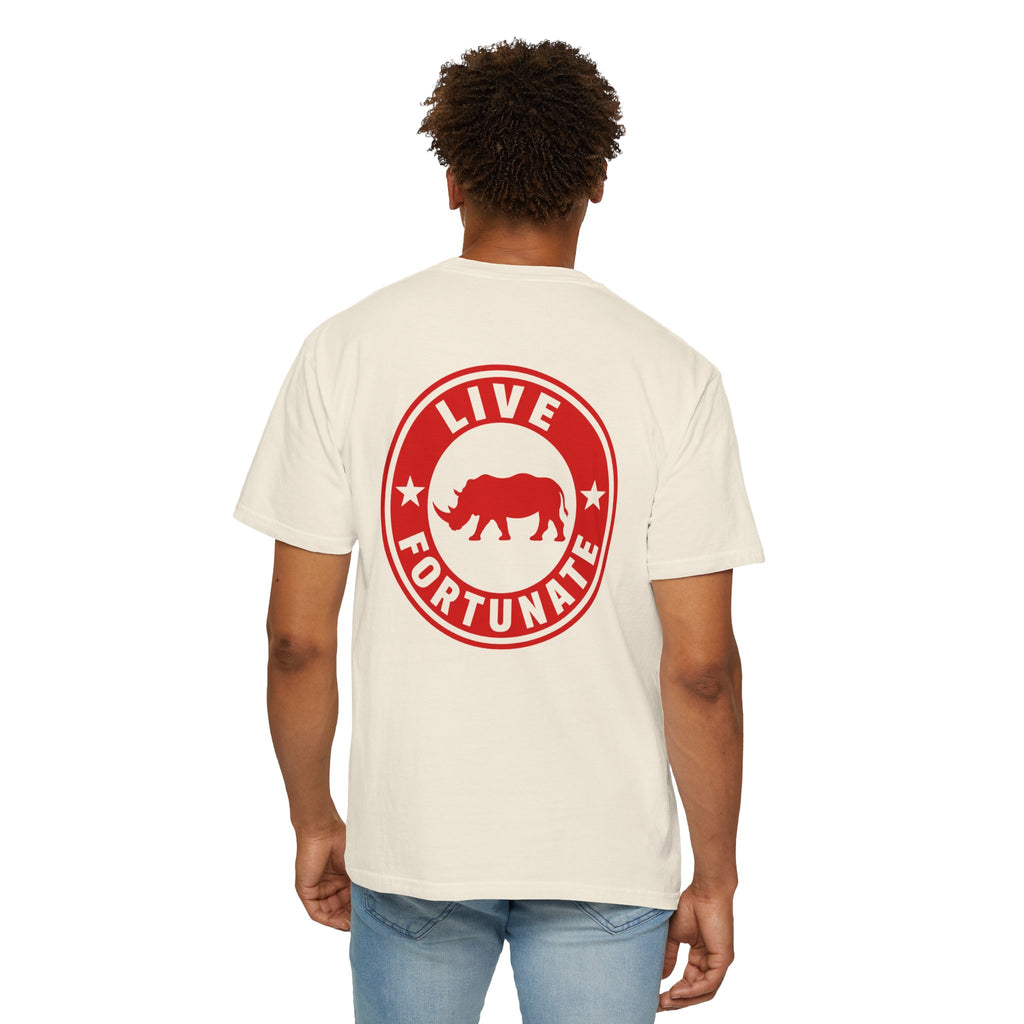 Live Fortunate Rhino T-Shirt — Red Rhino Logo Tee