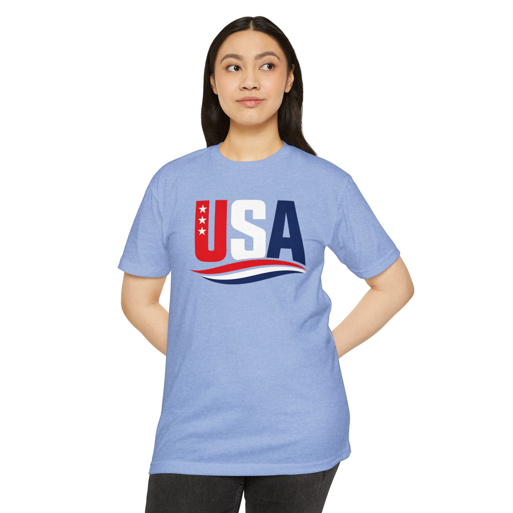 USA Flag Graphic T-Shirt — Patriotic Red White Blue Tee