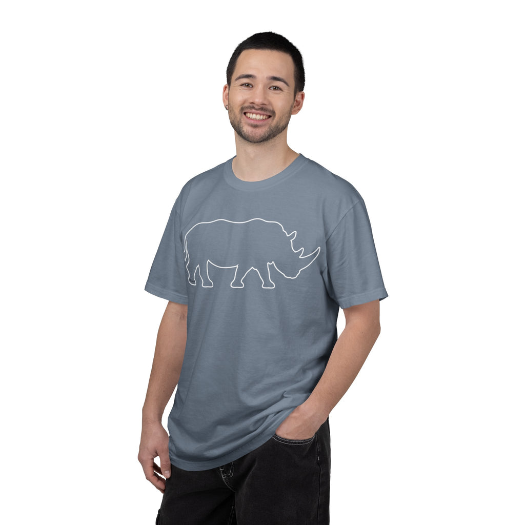 Rhino Outline T-Shirt — Minimal Wildlife Graphic Tee