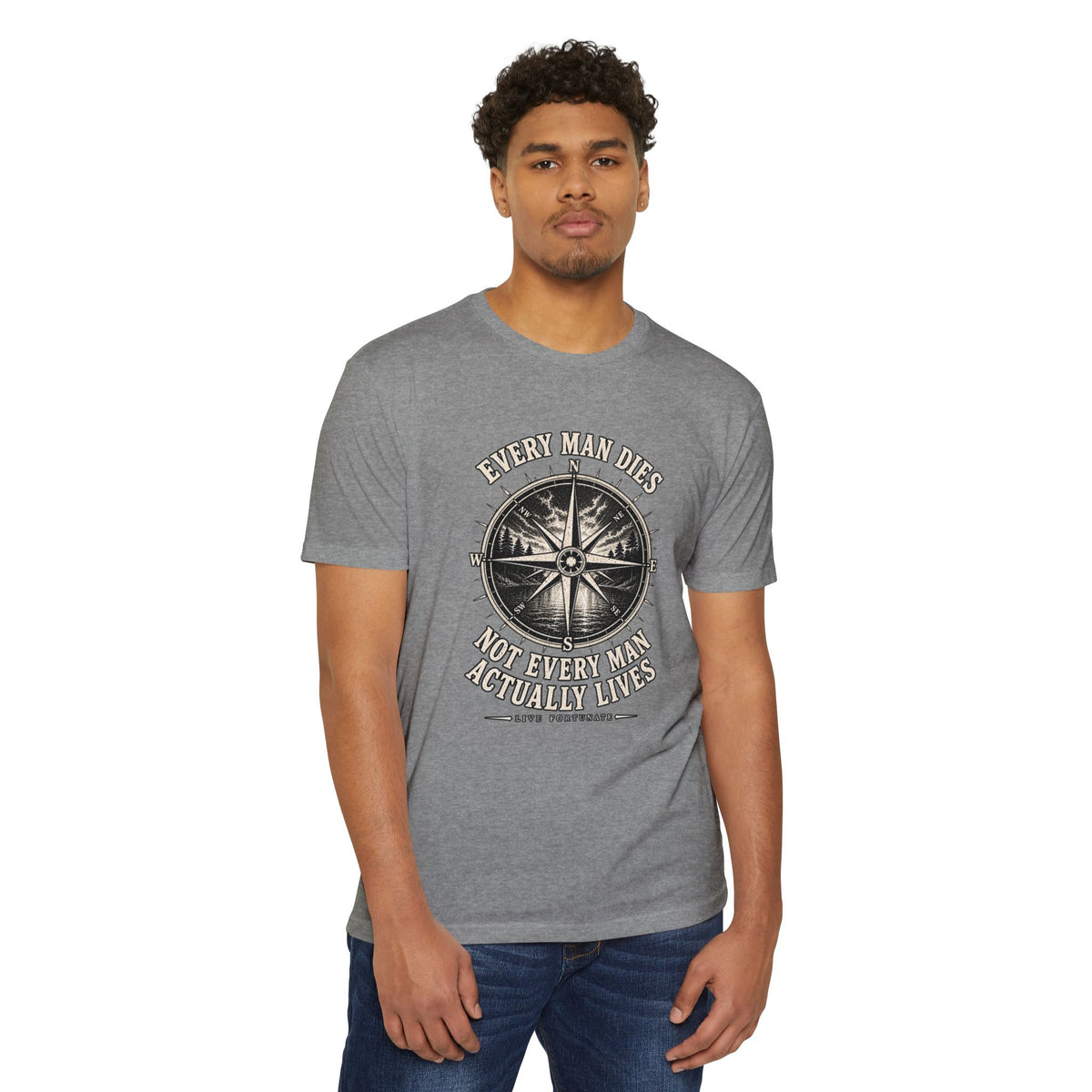 "Every Man Dies, Not Every Man Actually Lives" Vintage Nautical Compass Tee