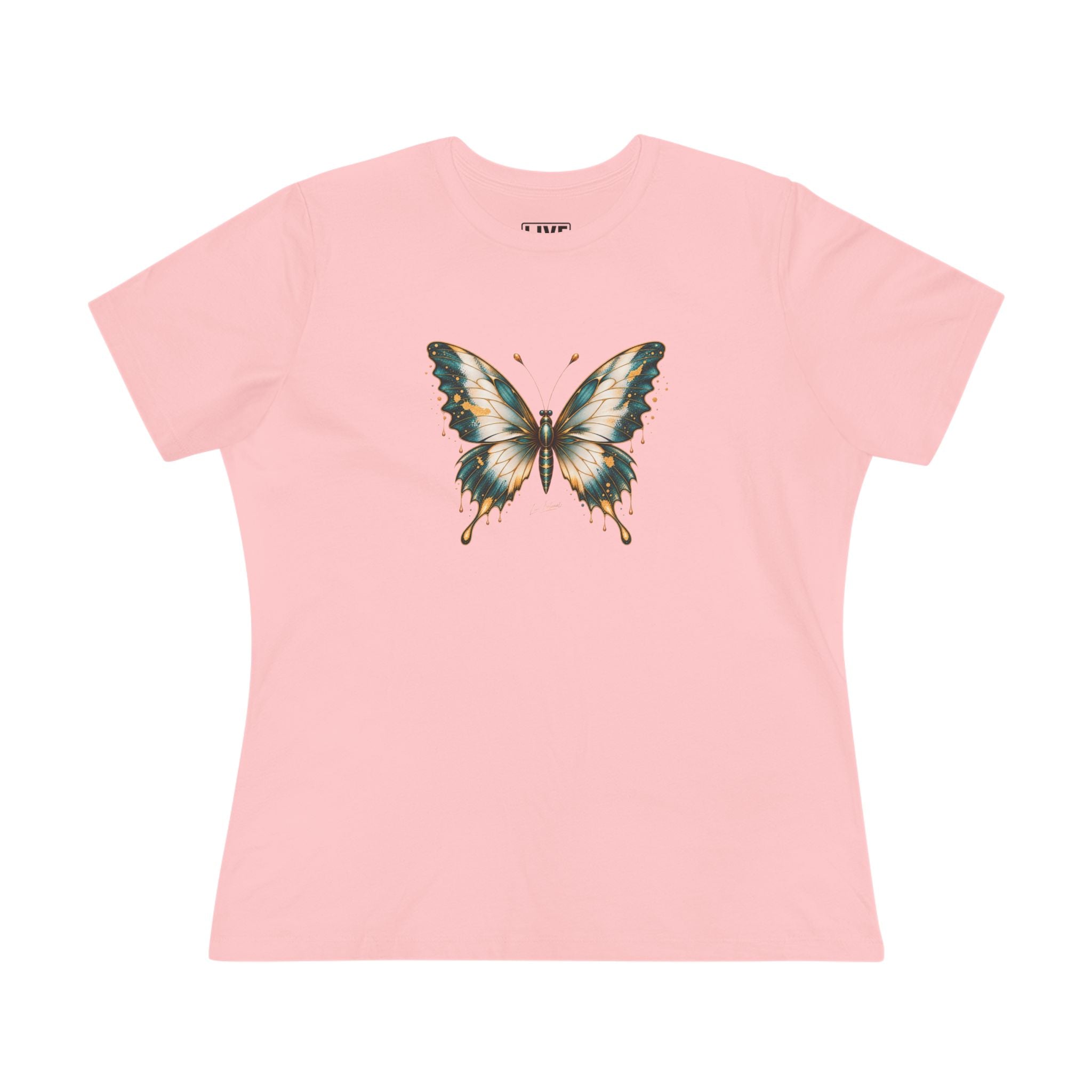 Butterfly Graphic Tee — Teal & Gold Vintage Butterfly Women's T-Shirt