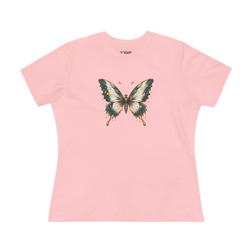 Butterfly Graphic Tee — Teal & Gold Vintage Butterfly Women's T-Shirt