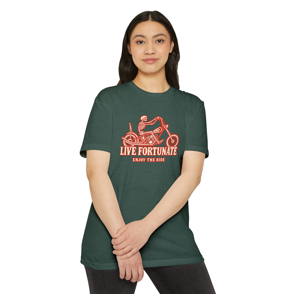 Live Fortunate Enjoy the Ride Skeleton Motorcycle Tee