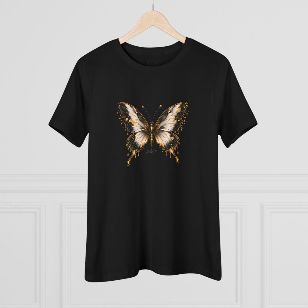Butterfly Graphic Tee — Black/Antique White/Gold butterfly