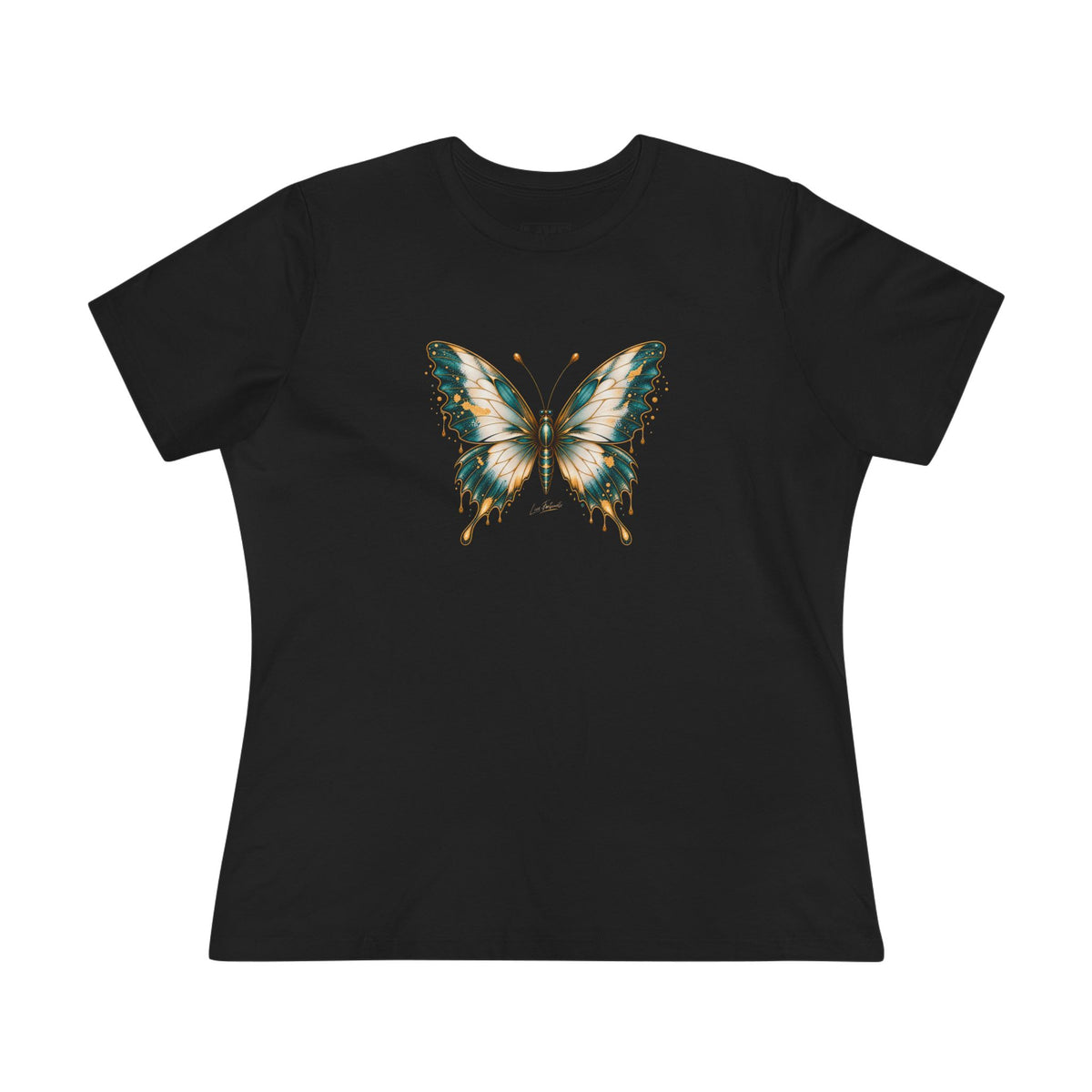 Butterfly Graphic Tee — Teal & Gold Vintage Butterfly Women's T-Shirt