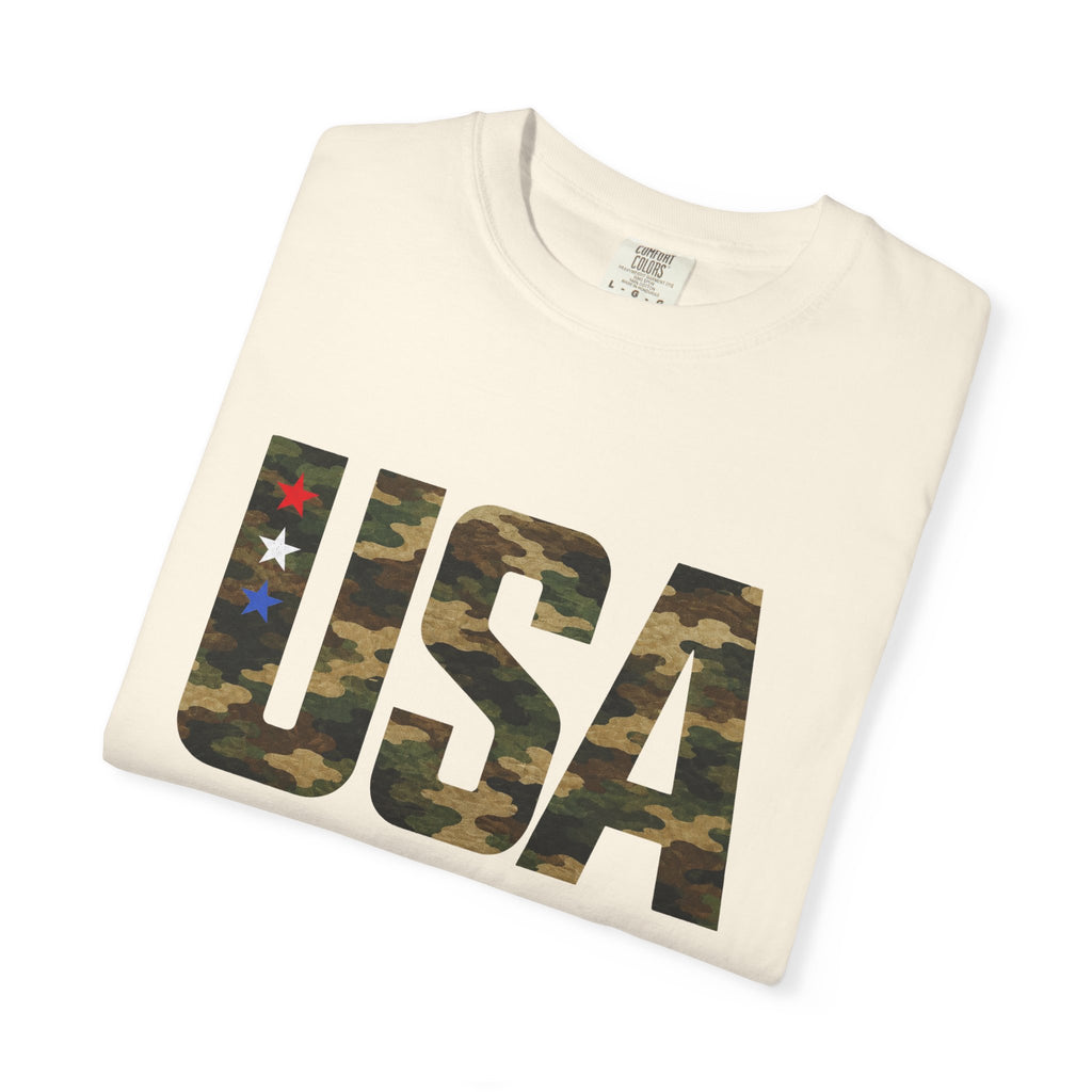 USA Camo Graphic T‑Shirt — Patriotic Military Style Tee