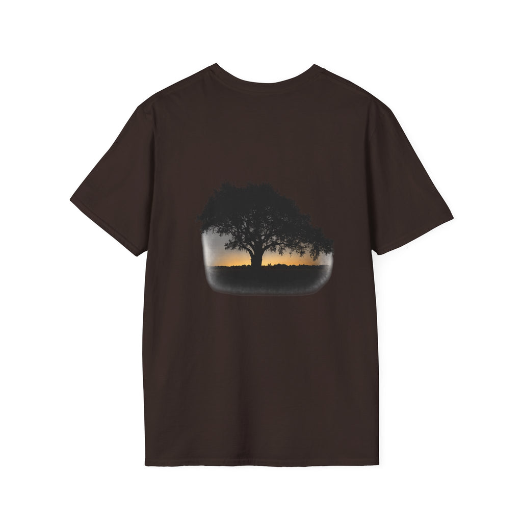 Tree of Clues Sunset T-Shirt — Silhouette Nature Graphic Tee