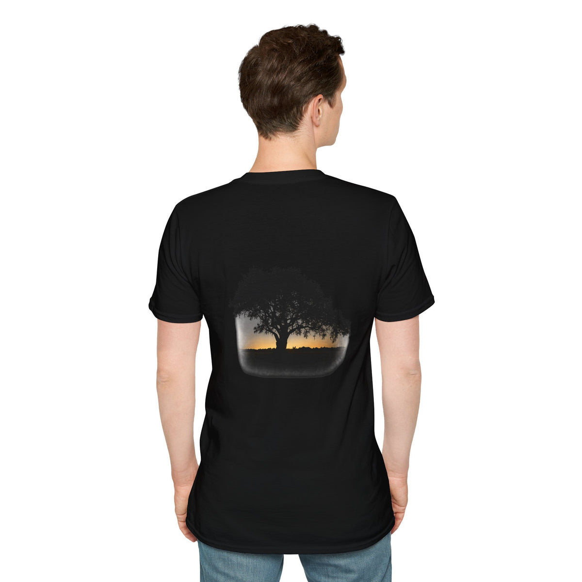 Tree of Clues Sunset T-Shirt — Silhouette Nature Graphic Tee