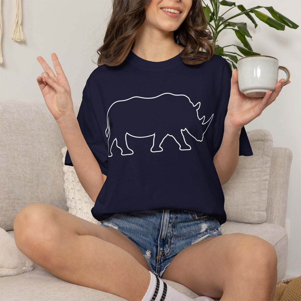 Rhino Outline T-Shirt — Minimal Wildlife Graphic Tee