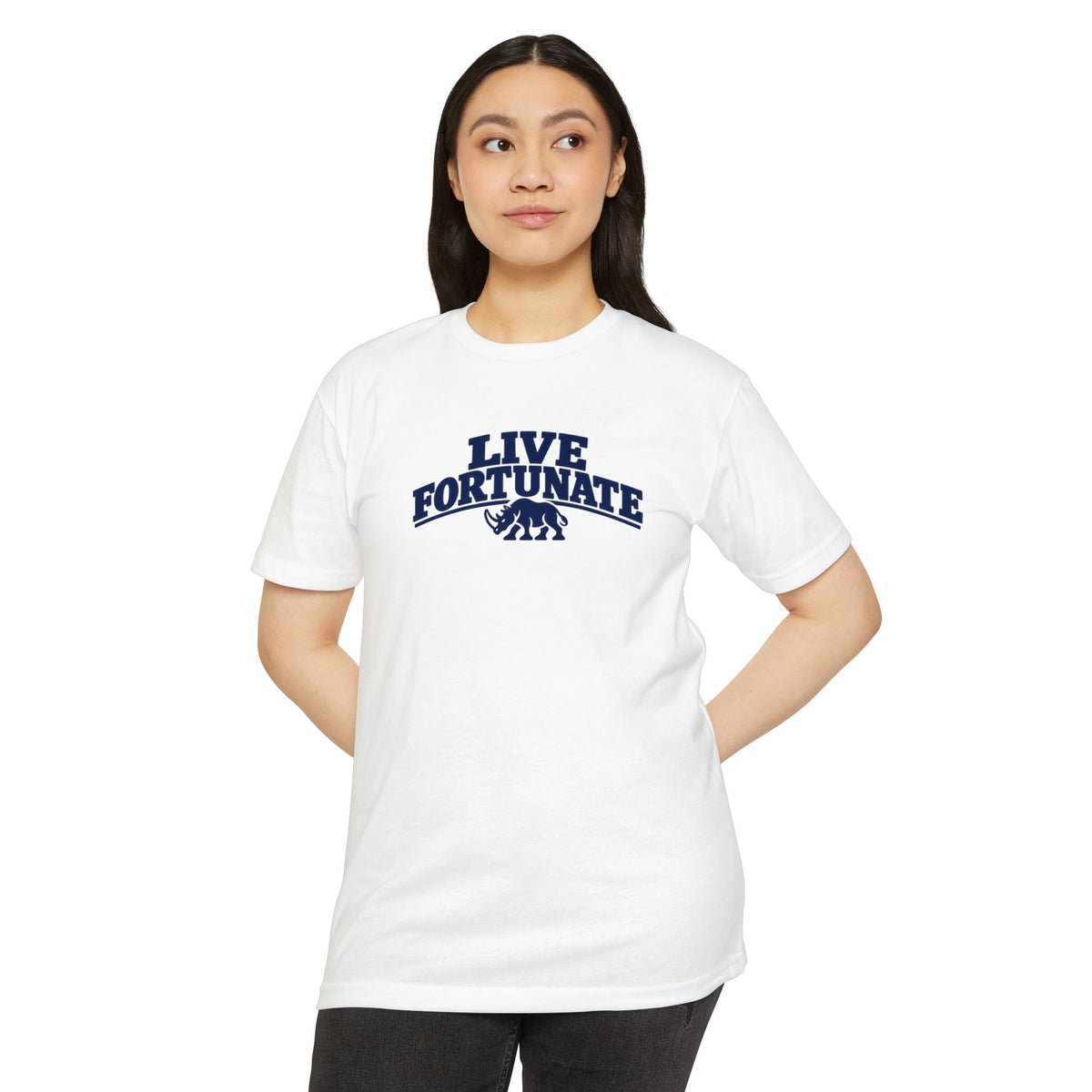 Live Fortunate Rhino Collegiate Tee | Premium Everyday T-Shirt