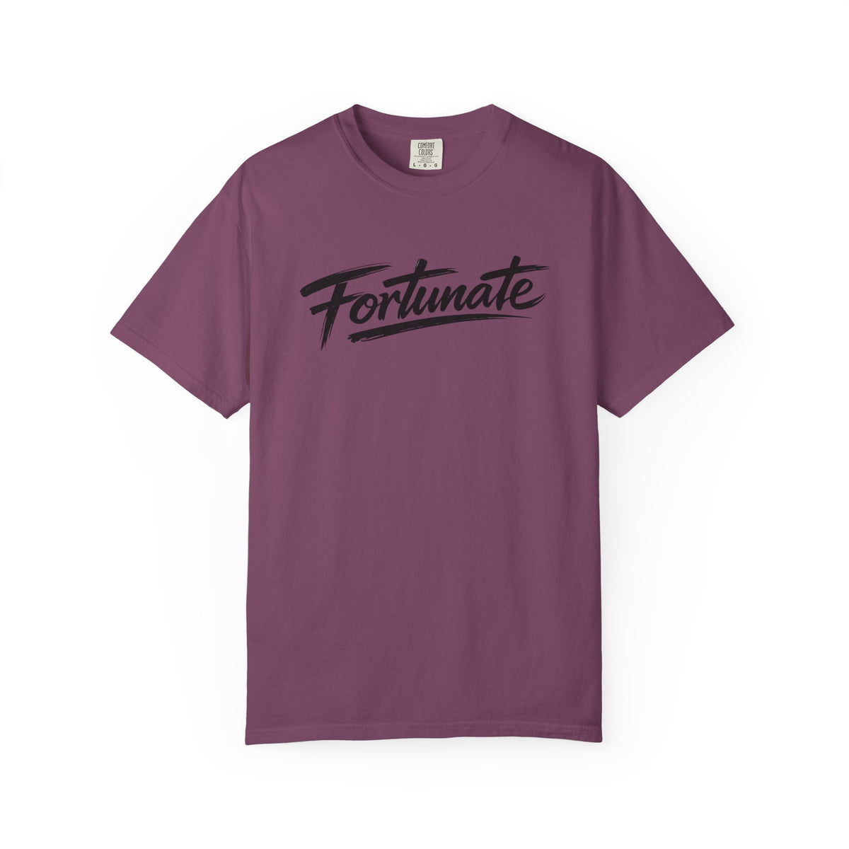 Fortunate Script T-Shirt — Casual Graphic Tee with 'Fortunate' Handwritten Logo