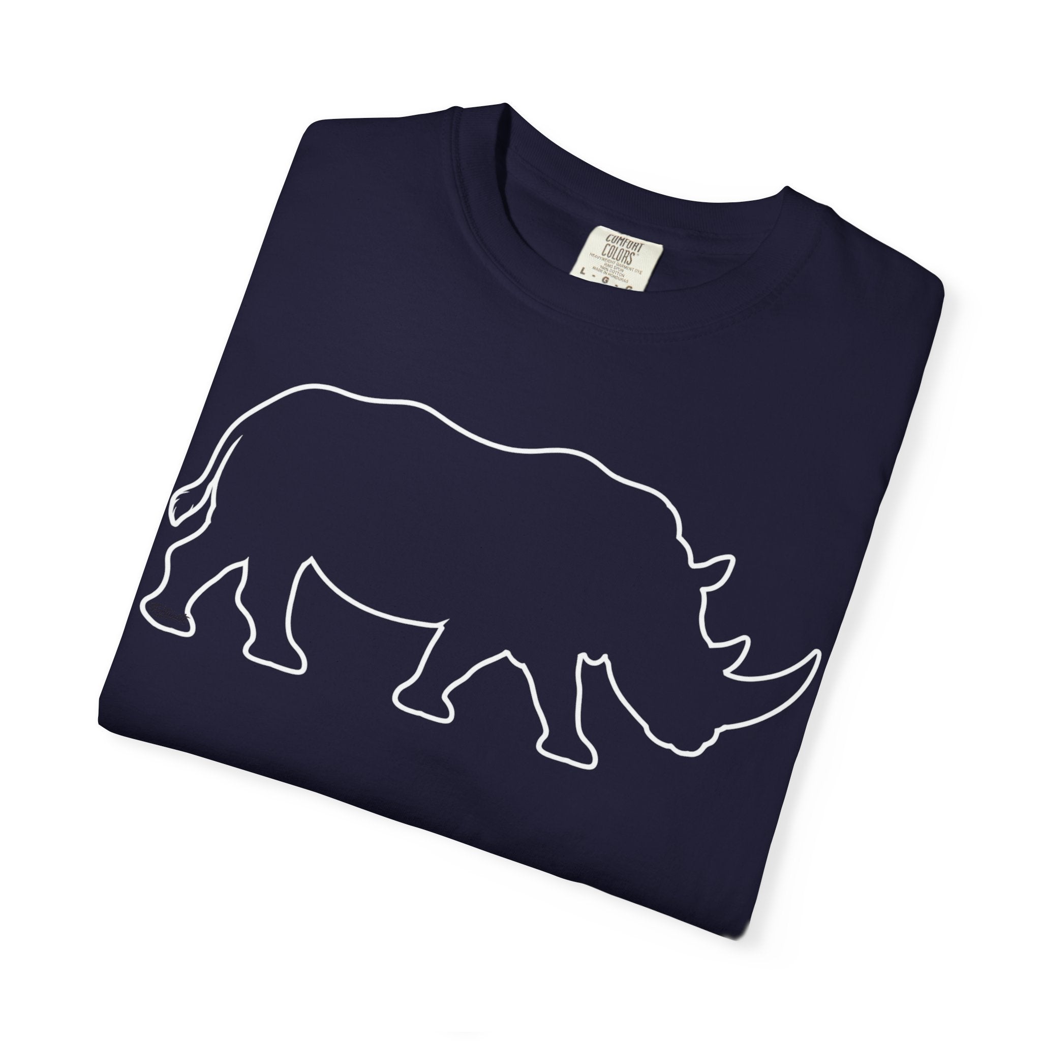 Rhino Outline T-Shirt — Minimal Wildlife Graphic Tee