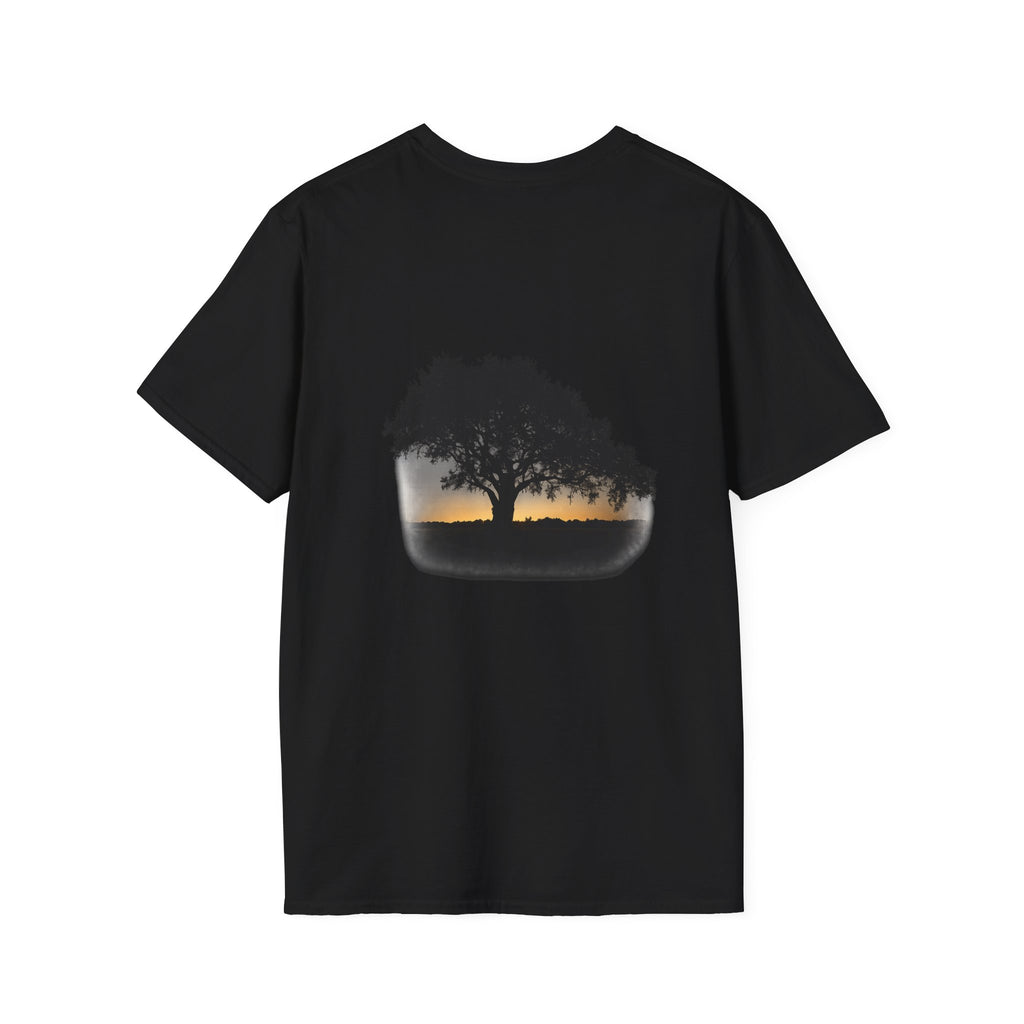 Tree of Clues Sunset T-Shirt — Silhouette Nature Graphic Tee