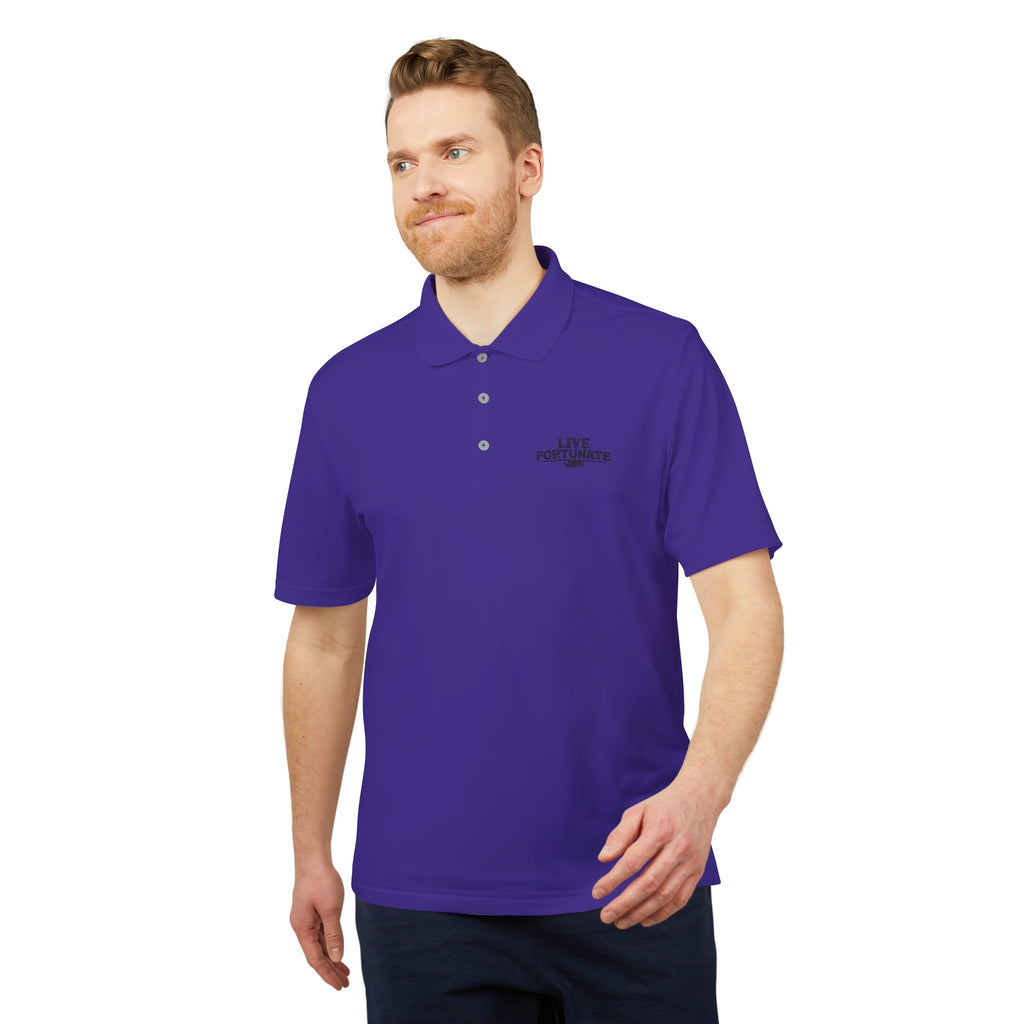 Live Fortunate Men’s Adidas Performance Polo – Embroidered Rhino Logo