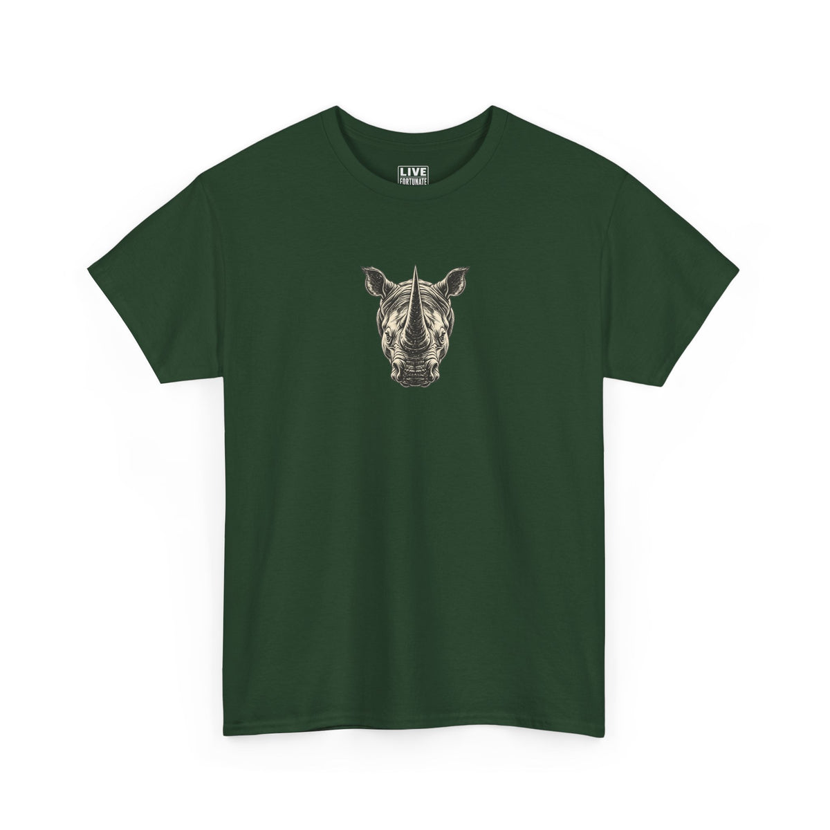 Rhino Mindset Men’s Front & Back Graphic T-Shirt | Live Fortunate