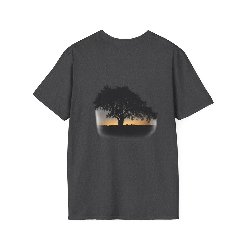 Tree of Clues Sunset T-Shirt — Silhouette Nature Graphic Tee